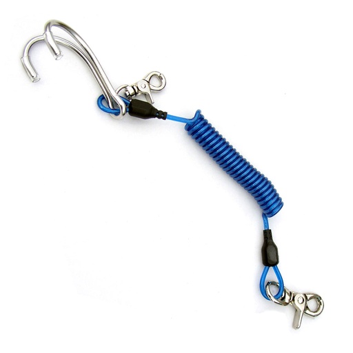 [EJA 200011] Cressi Extensor Acero Gancho Corriente Inox + 2 Mosquetones Pro Azul